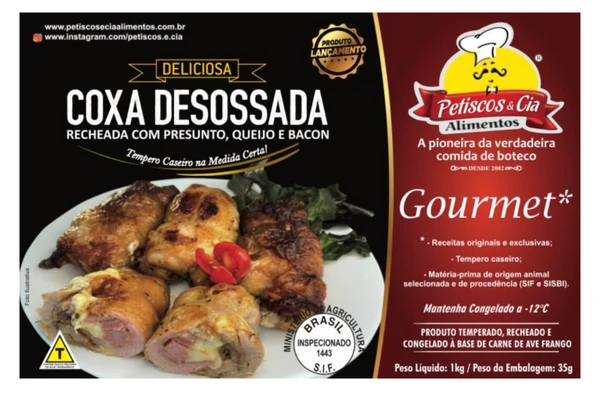 Coxa Desossada e Recheada com Presunto, Bacon e Queijo 1Kg