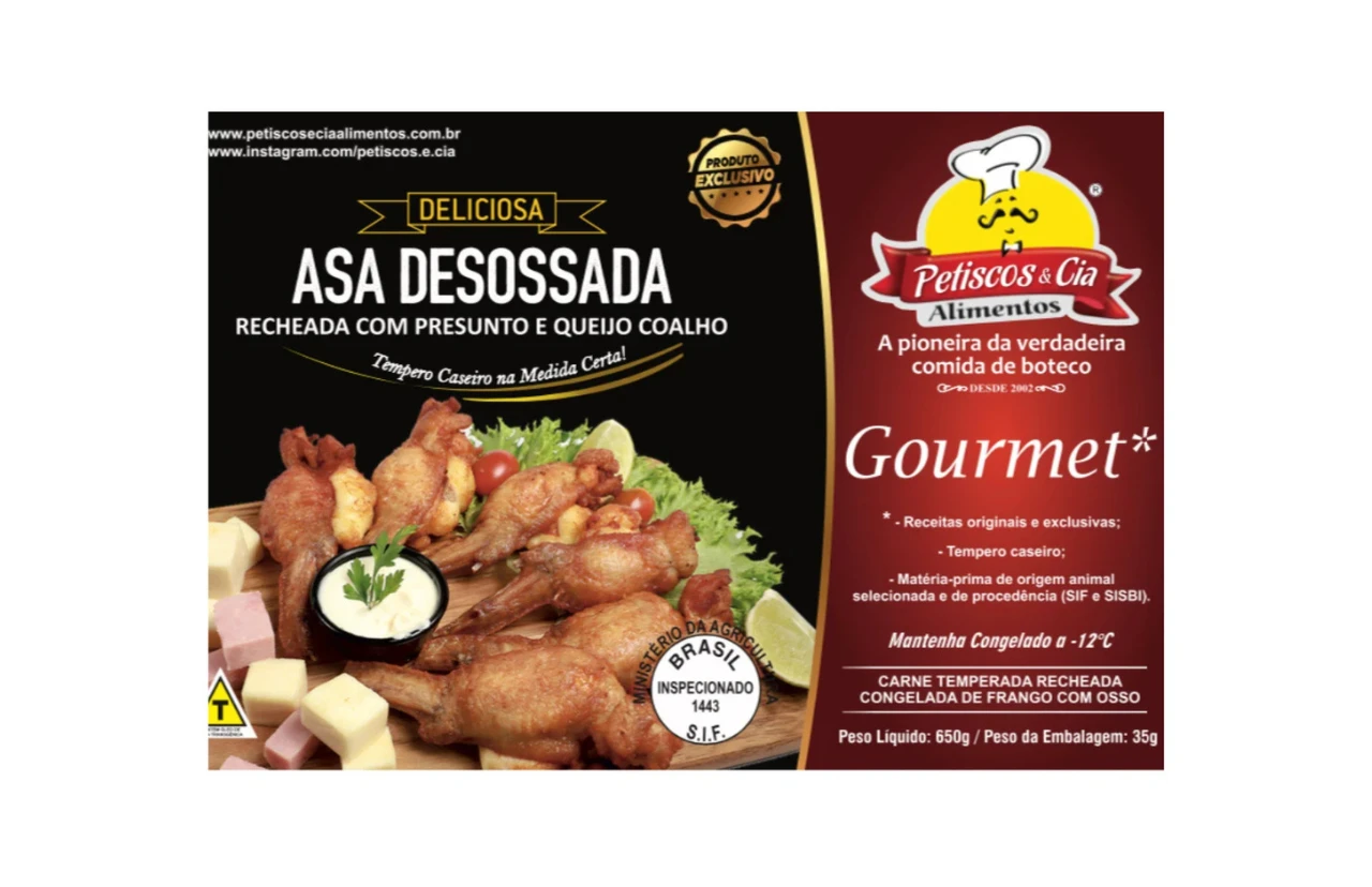 Asa Desossada e Recheada com Presunto e Queijo Coalho 650g